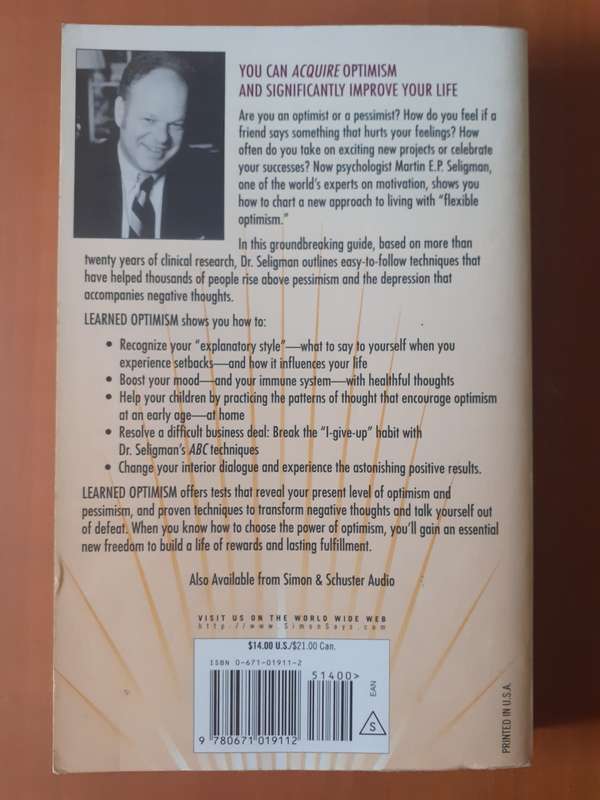 Learned Optimism ~ Martin E P Seligman