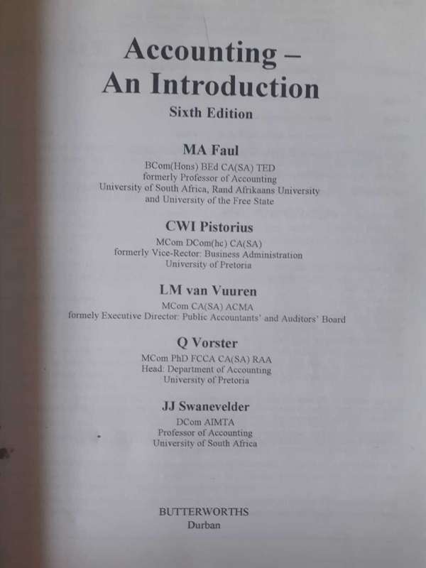 ACCOUNTING an Introduction ~ BUTTERWORTHS