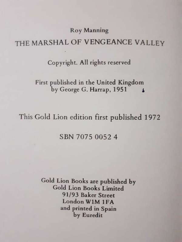 The Marshal of Vengeance Valley ~ Roy Manning