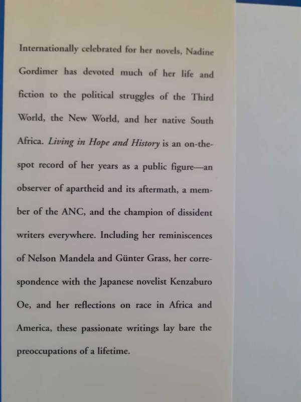 Living in Hope and History: Notes from Our Century ~ Nadine Gordimer