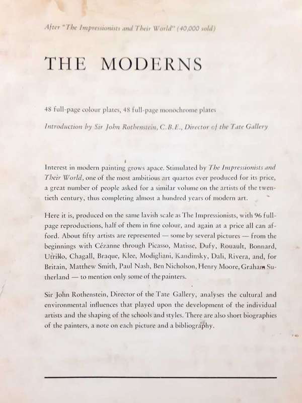 The Moderns and their World - ART BOOK ~ Sir John Rothenstein