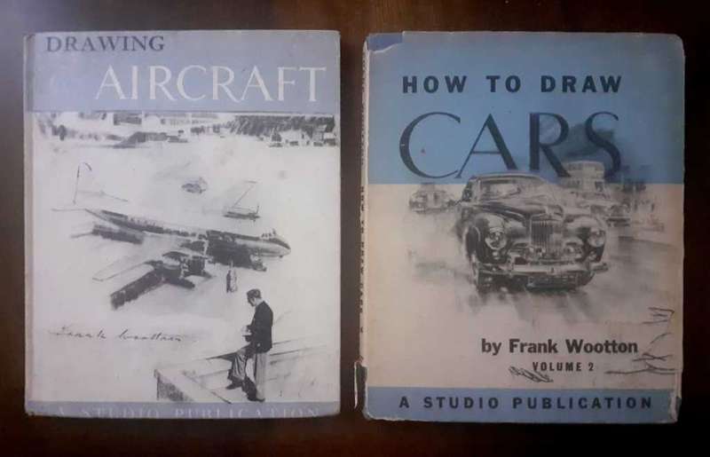 Two art books by Frank Wootton - How To Draw Cars / Drawing Aircraft