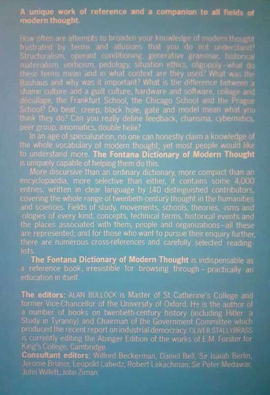 The Fontana Dictionary of Modern Thought ~ Bullock / Stallybrass (edited by)