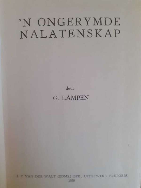 'n Ongerymde Nalatenskap ~ G Lampen