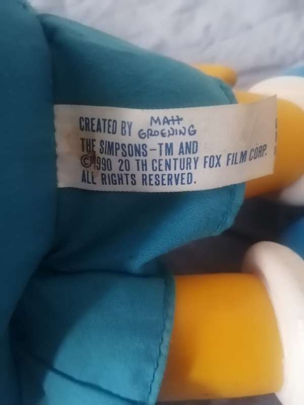 Bart Simpson 1990 Pull String Plush Doll Figure 18in Tall,