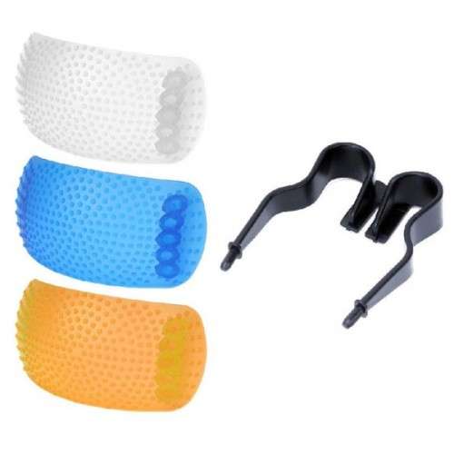 Generic Pop-up Flash Soft Flash Diffuser Kit for DSLR Cameras (White / Blue / Orange)
