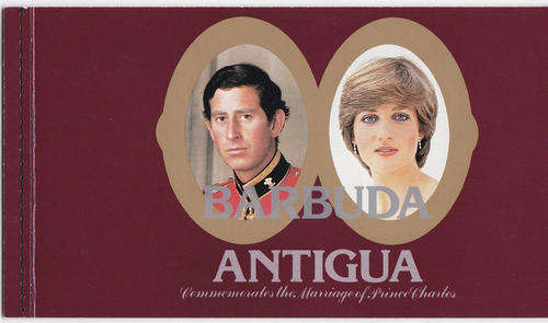 BARBUDA  ANTIGUA STAMP BOOKLET COMMEMORATING WEDDING OF CHARLES AND DI (see description below)