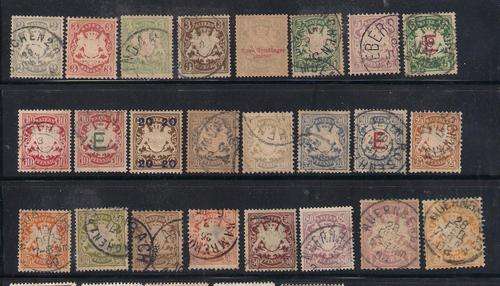 BAYERN / BAVARIA. NICE  USED ASSORTMENT OF BAYERN RANGING IN DATES FROM 1870 - 1881 (READ BELOW)