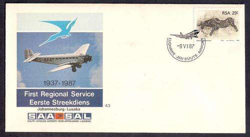RSA. SAA / SAL. FIRST REGIONAL SERVICE. JOHANNESBURG - LUSAKA.