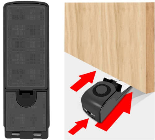 Door Stop Wedge Alarm for Home and Travel(black)