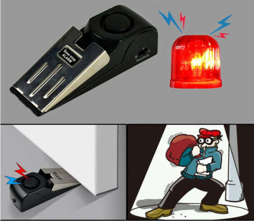 Door Stop Wedge Alarm for Home and Travel(black)