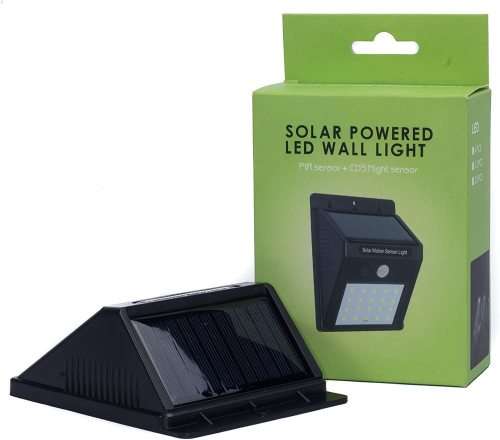 Solar Powered LED Wall Light, Motion PIR Sensor and CDS Night Sensor - 20 LED