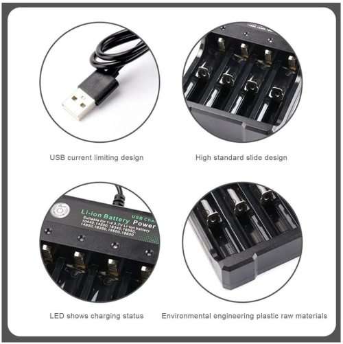 USB 18650 Battery Charger 4 Slots