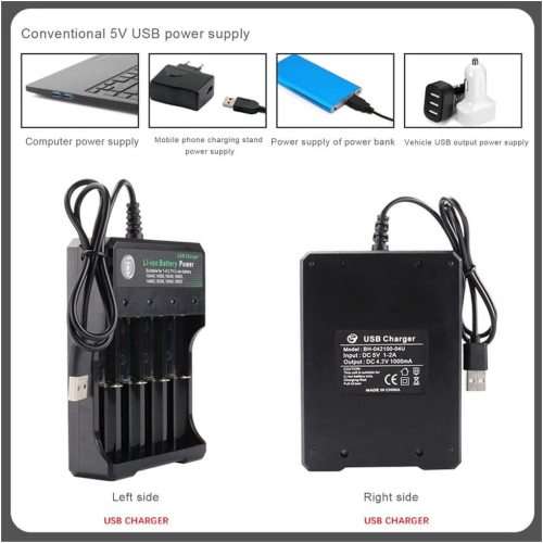USB 18650 Battery Charger 4 Slots