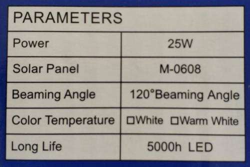 25Watt Solar LED Outdoor Floodlight