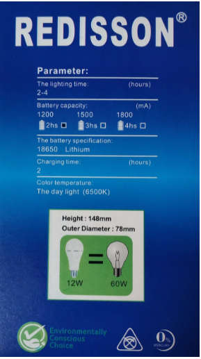 Redisson 12w Emergency LED Bulb Bayonet B22 (5 Pack)