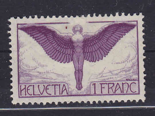 Switzerland 1924 1FR Lilac/violet airmail common paper SG327 MH CV R800
