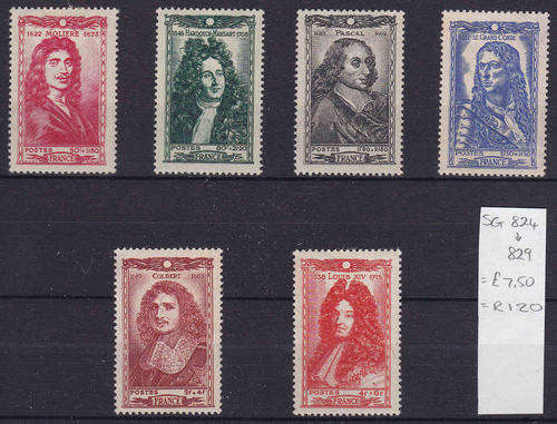 France 1944 National Relief Fund Set SG824-829 MH