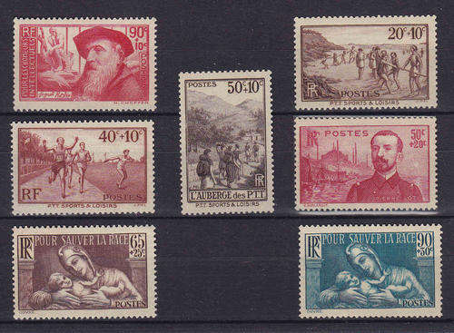 France 1937 selection of Mint hinged stamps  CV R450++