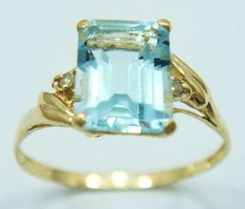 $$$ 10K SOLID GOLD BLUE TOPAZ & DIAMOND RING SZ 7 $$$