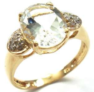 Solid 9KT Yellow Gold Aquamarine & Diamond Ring R4600
