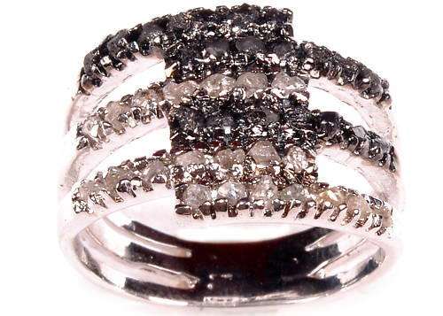 BLACK WHITE 1.26CT REAL DIAMOND RING
