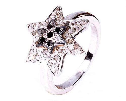 1.35ct BLACK & WHITE REAL DIAMONDS RING