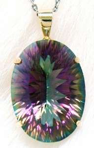 HUGE 11.5CT 13 x 18 MYSTIC TOPAZ PENDANT - 9KT SOLID YELLOW GOLD