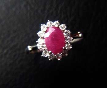 $$$ 1.2ct PINK RUBY WITH DIAMONDS .925 SILVER RING - SZ 7.5 $$$