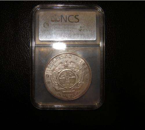 $$$ 1892 5 Shillings ZAR - Rare Double Shaft - NGC XF details $$$