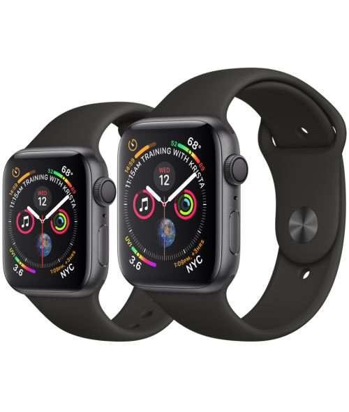 APPLE WATCH SERIES 4 - 44MM GPS SPACE GRAY ALUMINIUM BLACK SPORT BAND - BRAND NEW SEALED