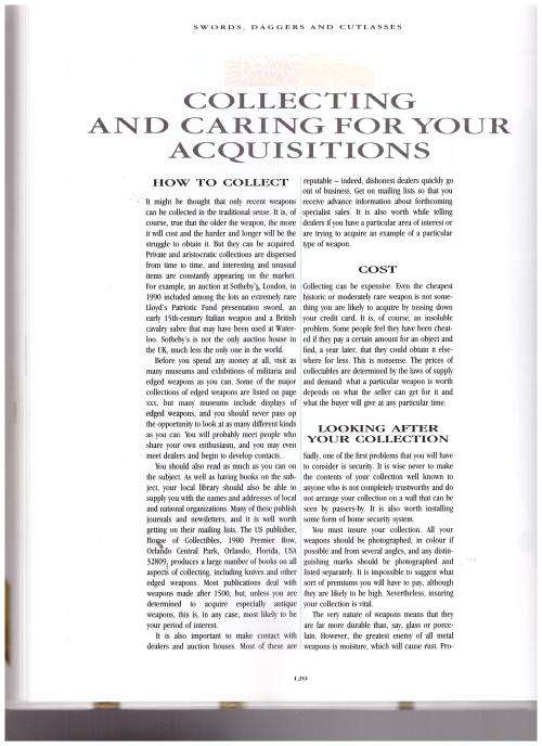 A COLLECTORS GUIDE TO SWORDS, DAGGERS AND CUTLASSES