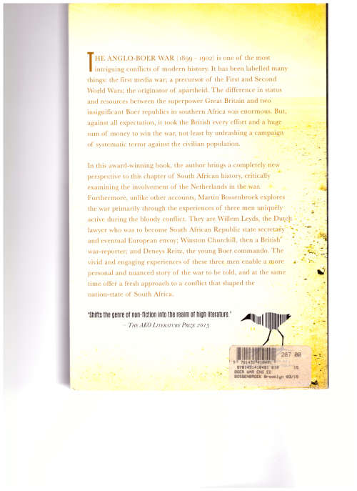 THE BOER WAR by MARTIN BOSSENBROEK 1  ST. ED. 2012