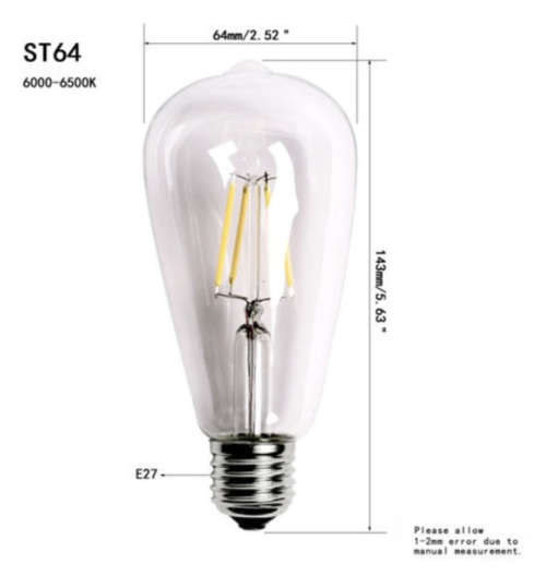 LED ANTIQUE EDISON BULB ST64