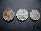 2008 R5 Mandela 90th Birthday coin - 1994 R5 Presidential Inauguration - 2004 R2 10 years of freedom