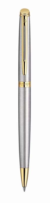 Waterman Hemisphere Stainless Steel Gold Trim Ball Pen in box