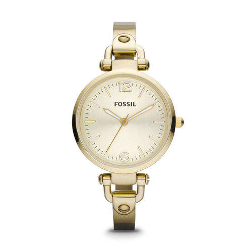 FOSSIL Ladies Georgia Three Hand Stainless Steel Watch â Gold-Tone ES3084