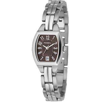 Ladies Fossil Analog Brown Wood Dial - ES2073