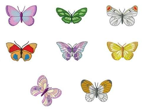 MACHINE EMBROIDERY DESIGN SET - BUTTERFLIES (8 IN THE SET)