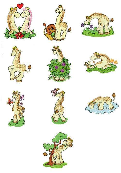 MACHINE EMBROIDERY DESIGN SET - GIRAFFE01 (10 IN THE SET)