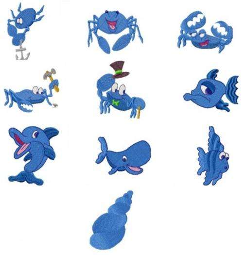 MACHINE EMBROIDERY DESIGN SET - SEA LIFE (10 IN THE SET)