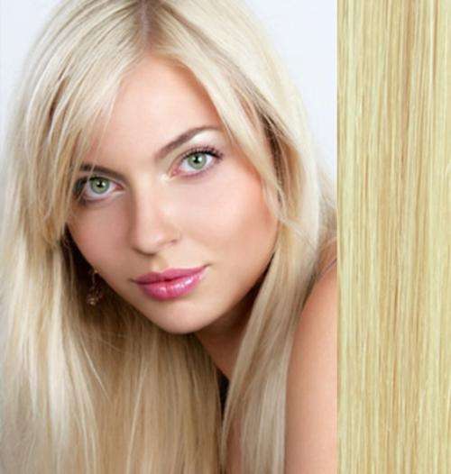 100% Human Hair Clip In Extensions 7 pieces- Lightest Blonde 18"/45cm (Full Head)
