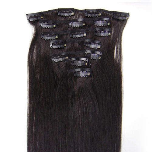 7 Piece Light Brown Human Hair Clip In Extensions