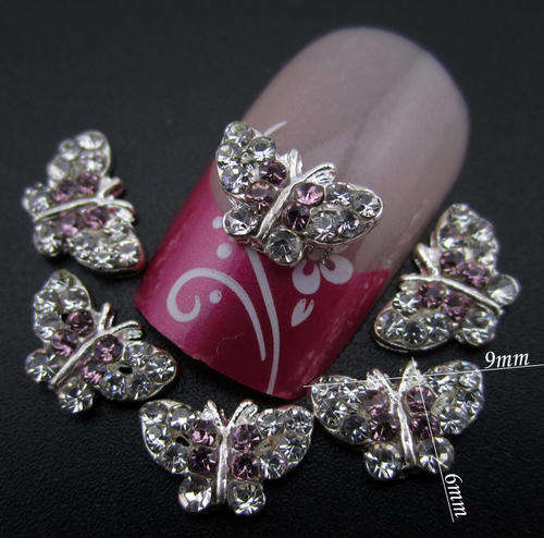 3D Nail Art Charms - Rhinestone Butterflies