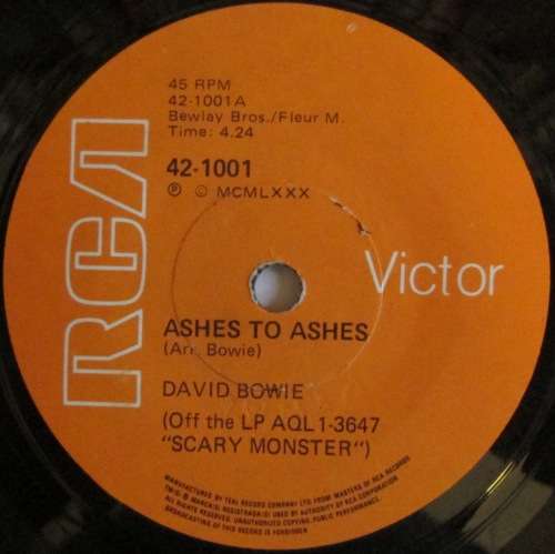 DAVID BOWIE - ASHES TO ASHES / MOVE ON (7 INCH SINGLE/VINYL)