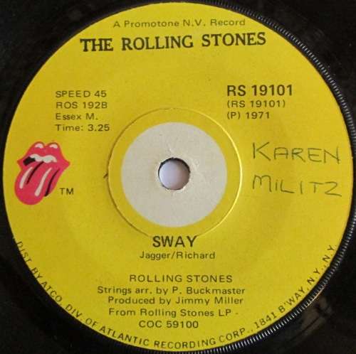 THE ROLLING STONES - WILD HORSES / SWAY (7 INCH SINGLE/VINYL)