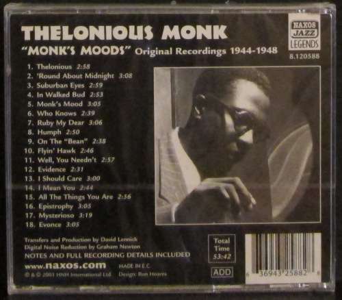 THELONIOUS MONK - MONKS MOODS ORIGINAL 1944-1948 RECORDINGS (CD)
