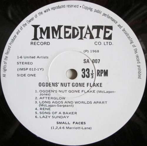 SMALL FACES - OGDENS NUT GONE FLAKE (LP/VINYL)