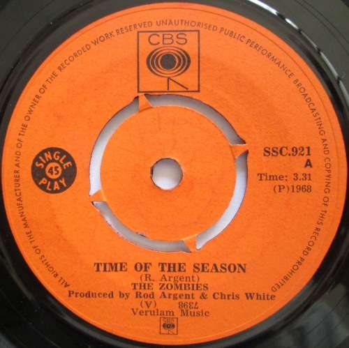 THE ZOMBIES - TIME OF THE SEASON / I¿LL CALL YOU MINE (7 SINGLE/VINYL)