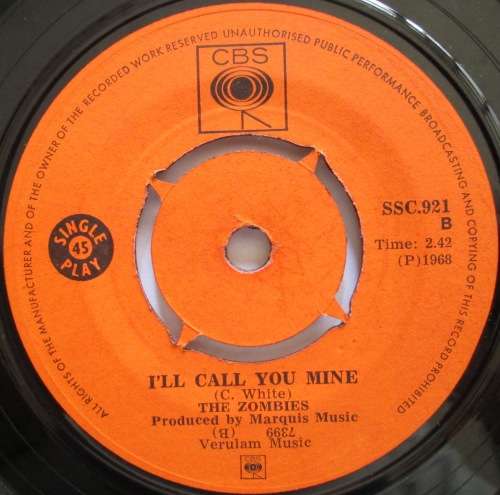 THE ZOMBIES - TIME OF THE SEASON / I¿LL CALL YOU MINE (7 SINGLE/VINYL)